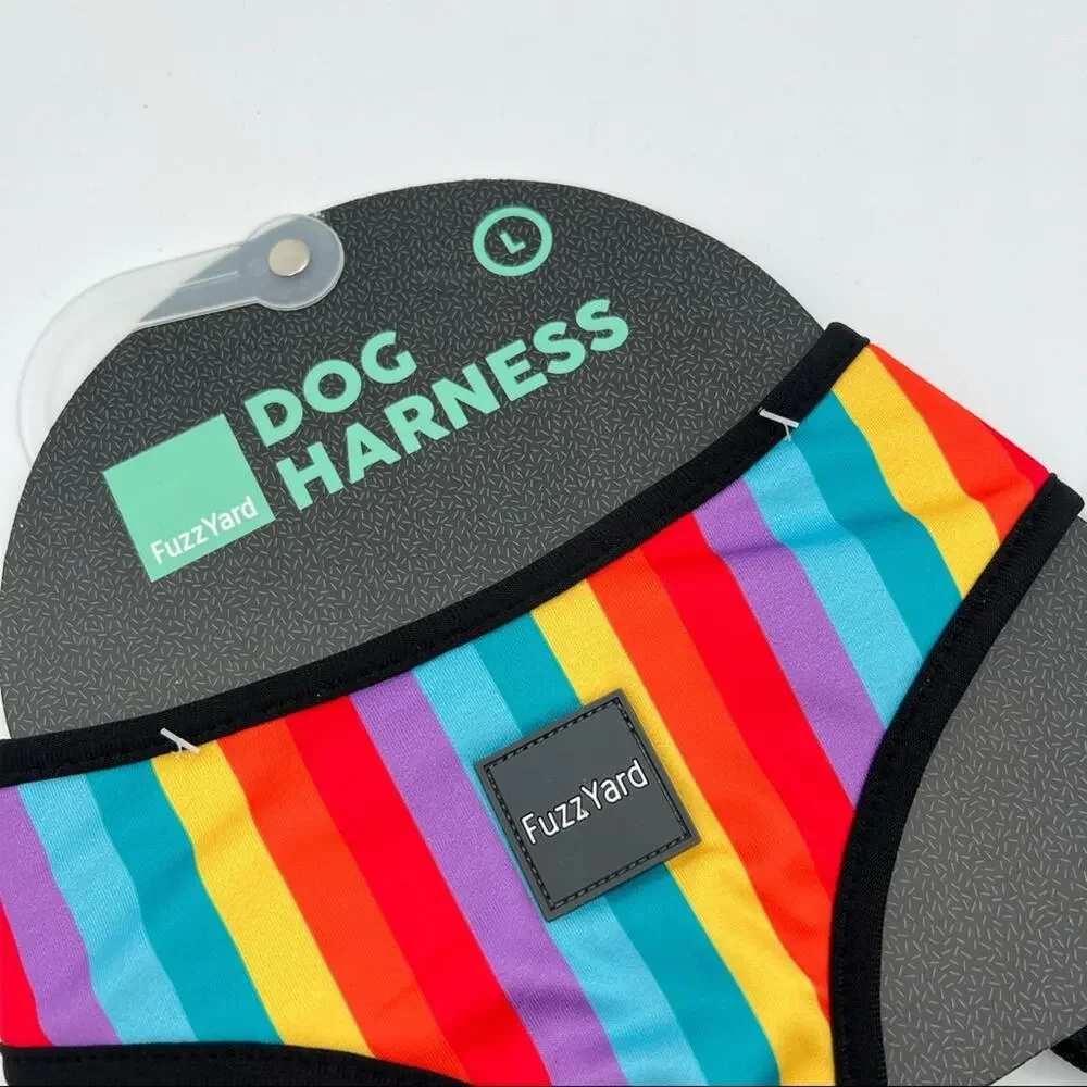 Fuzz Yard Rainbow Striped Print Dog Harness Dog’s Size Large